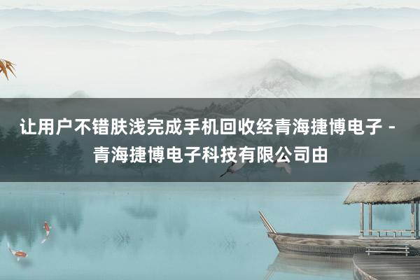 让用户不错肤浅完成手机回收经青海捷博电子 - 青海捷博电子科技有限公司由